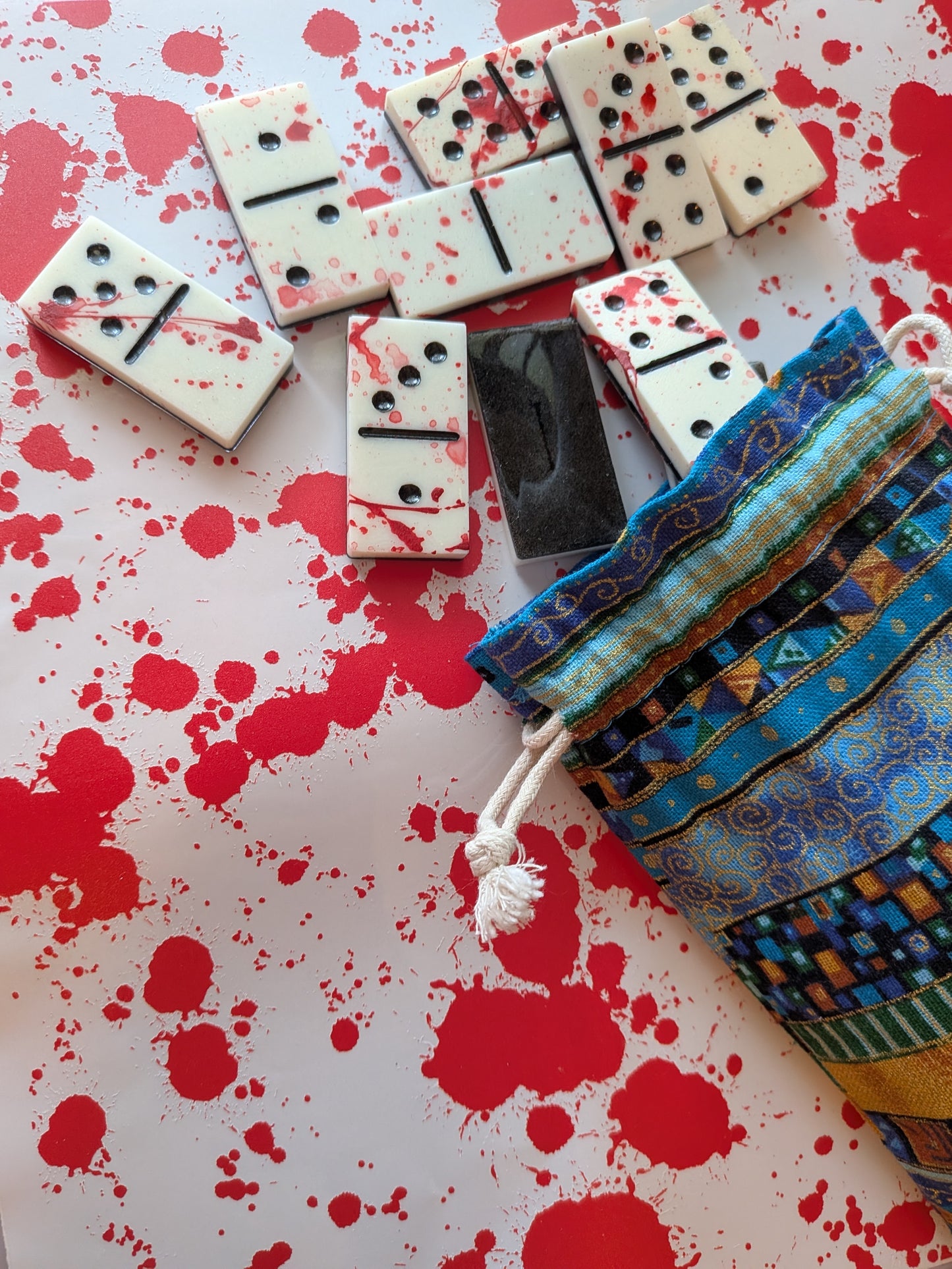 Blood Splatter Domino Set | Creepy Horror Game Night