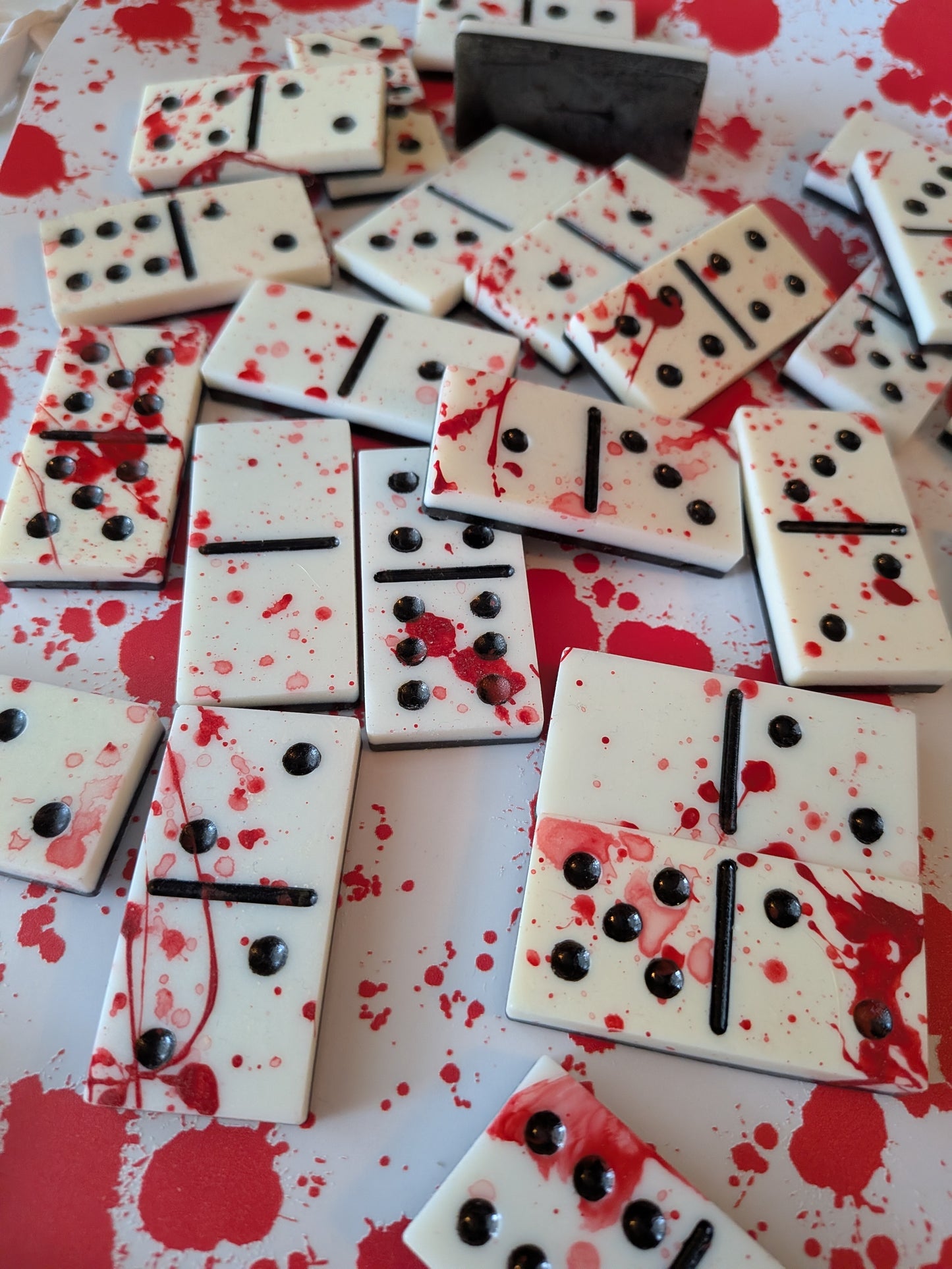 Blood Splatter Domino Set | Creepy Horror Game Night