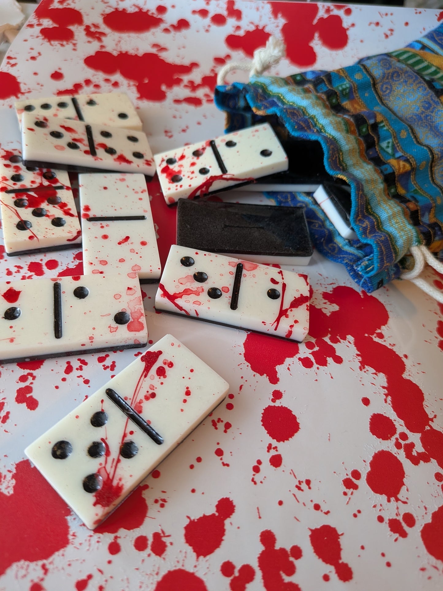 Blood Splatter Domino Set | Creepy Horror Game Night