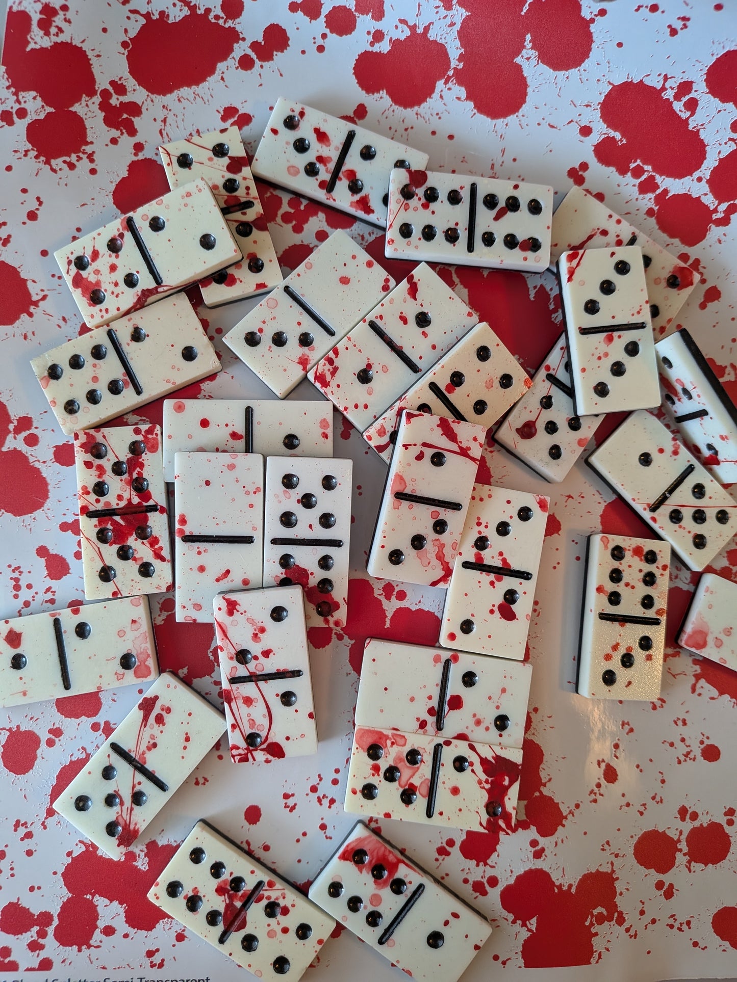 Blood Splatter Domino Set | Creepy Horror Game Night