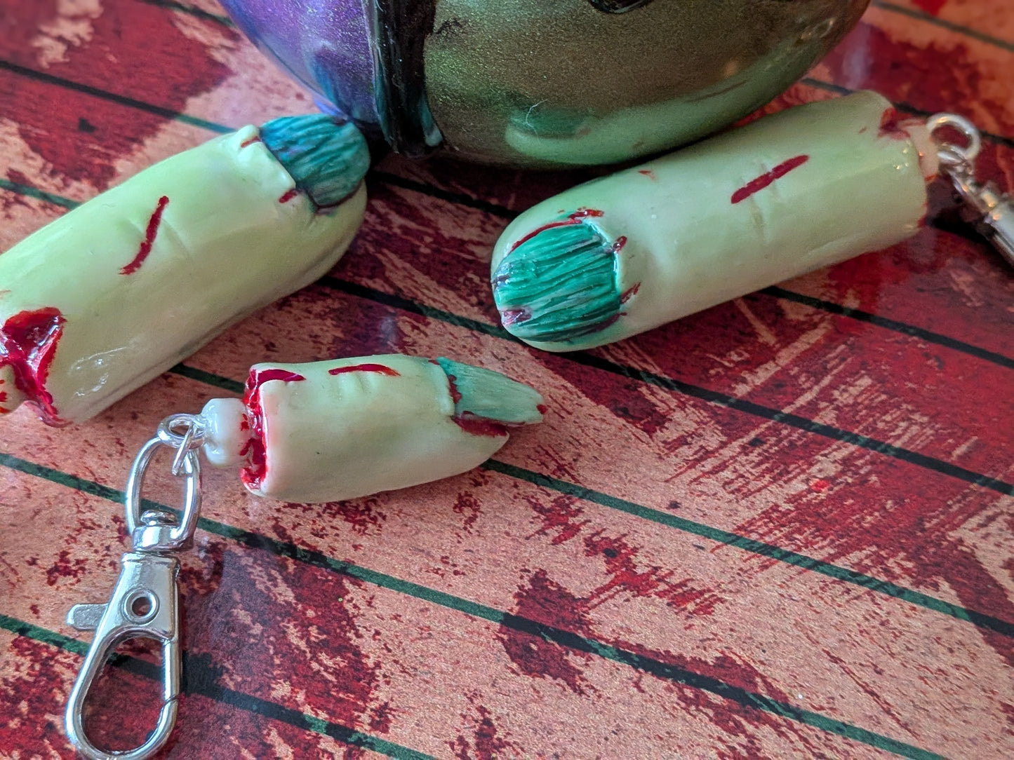 Handmade Creepy Zombie Finger Keychain Horror Bag Charm