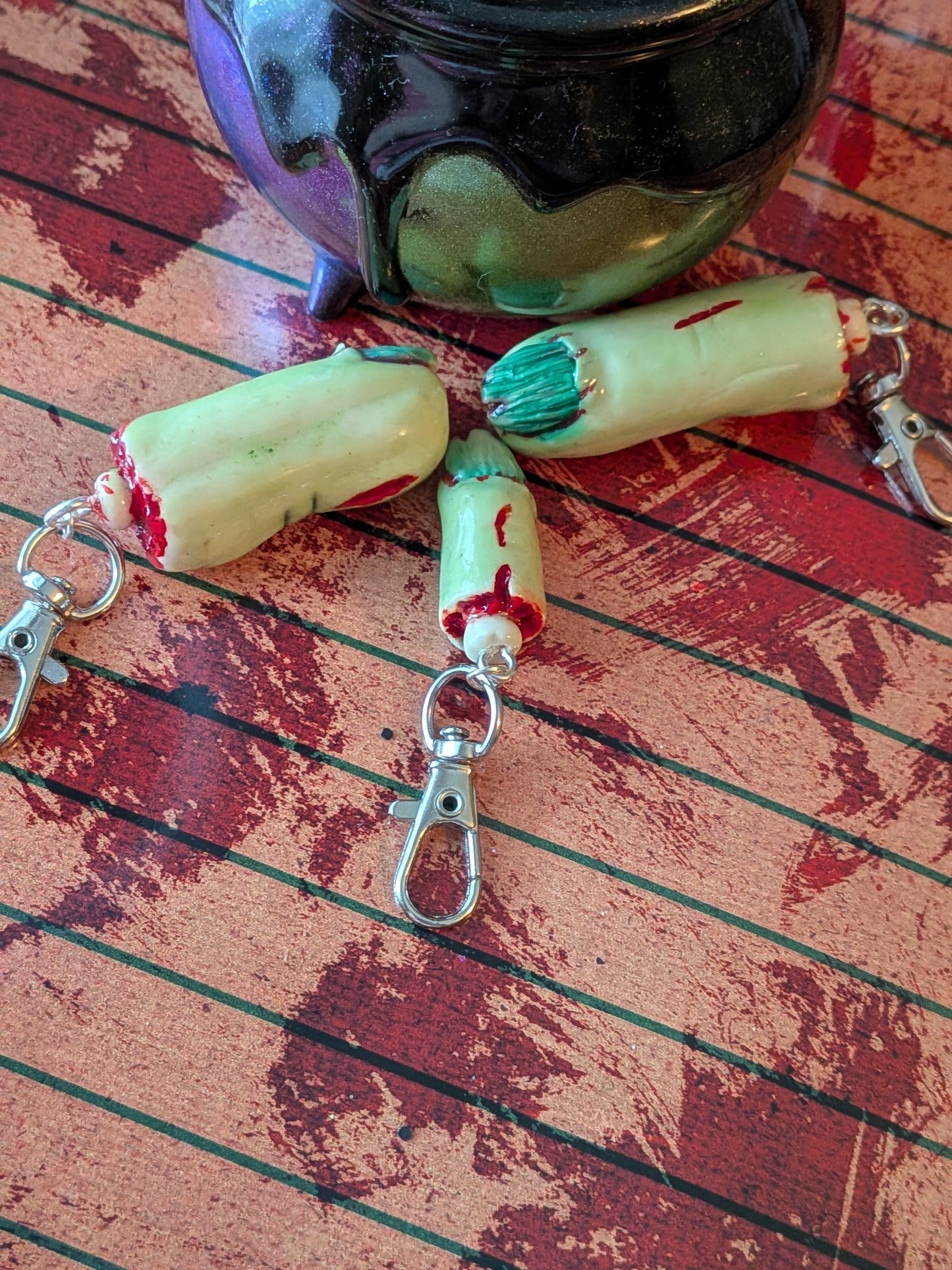 Handmade Creepy Zombie Finger Keychain Horror Bag Charm