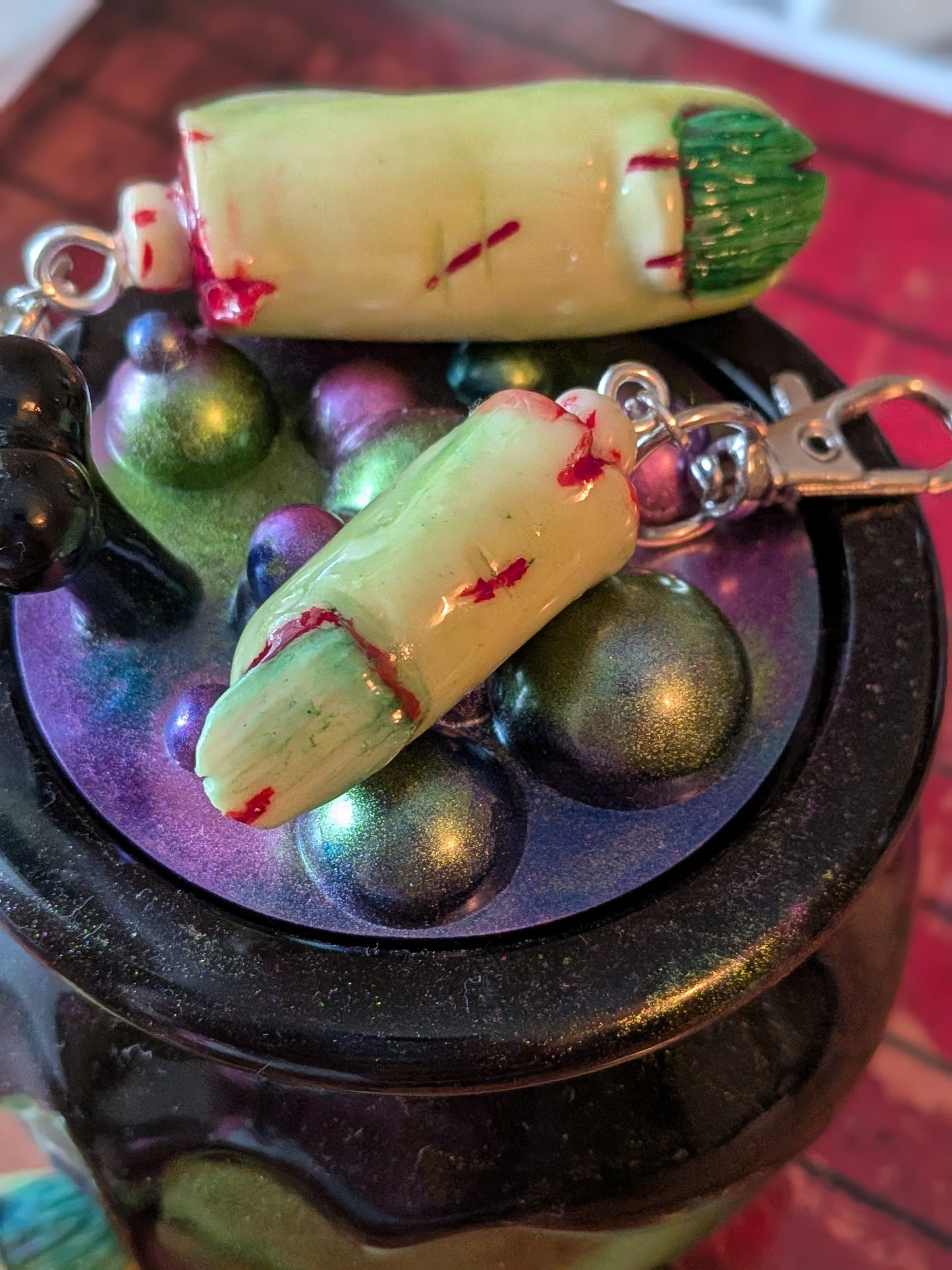Handmade Creepy Zombie Finger Keychain Horror Bag Charm