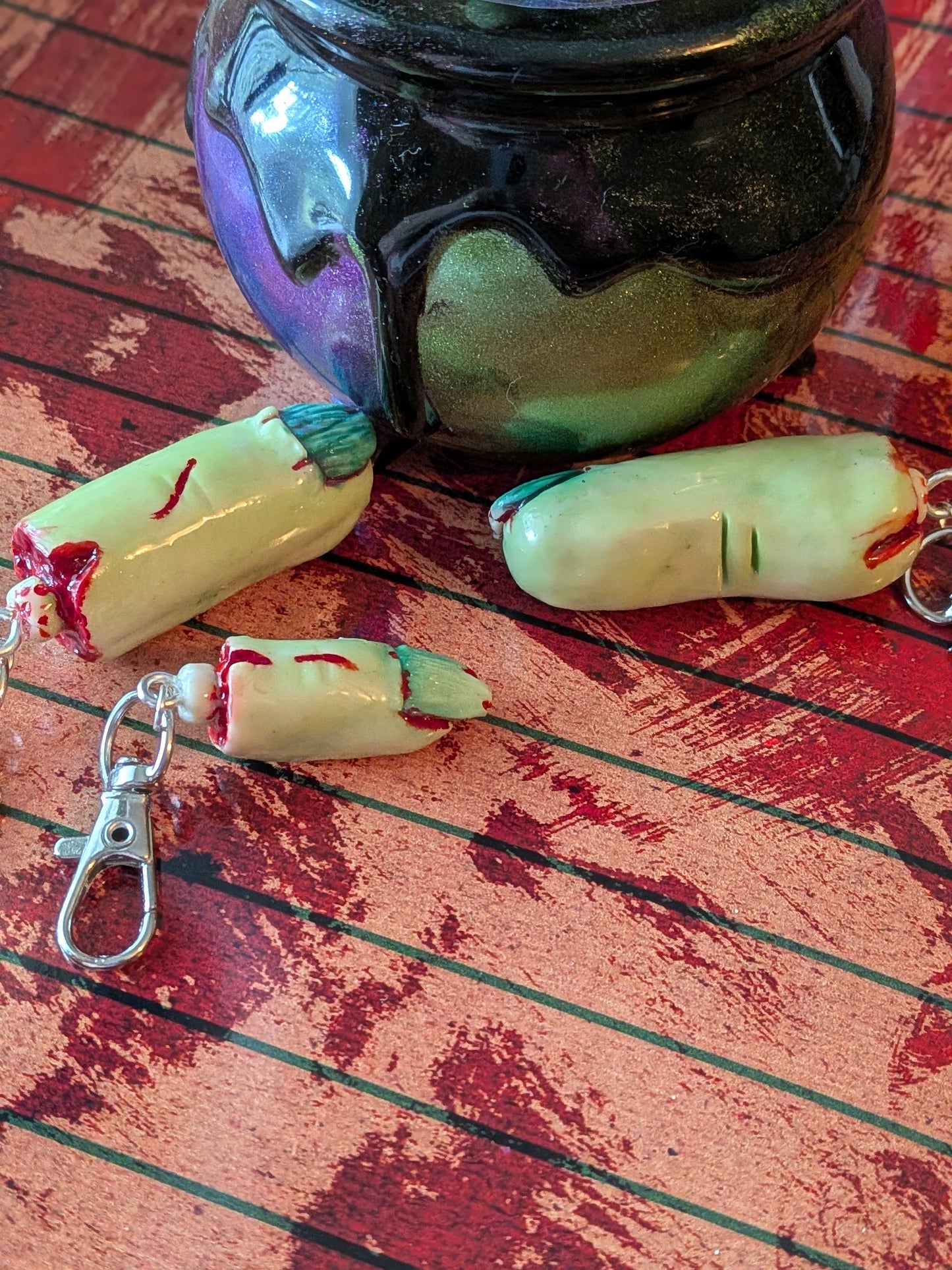 Handmade Creepy Zombie Finger Keychain Horror Bag Charm